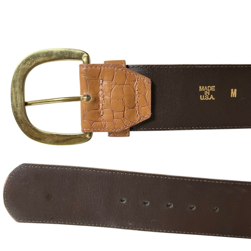 Vintage Eddie Bauer Tan Imported Alligator Wide Textured Belt - Picture 4 of 8